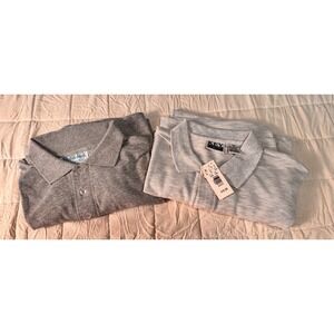 Set‎ of 2 Vintage Gray Polo Shirts Heathered Knit Short Sleeve Casual Size XL
